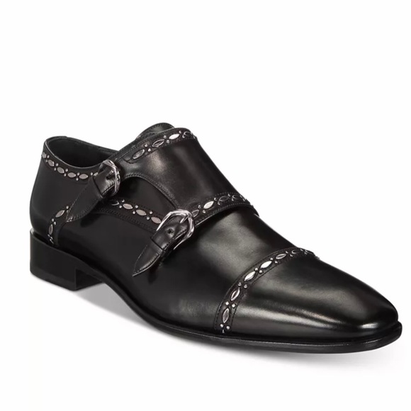 ?Roberto Cavalli black leather studded dress shoe